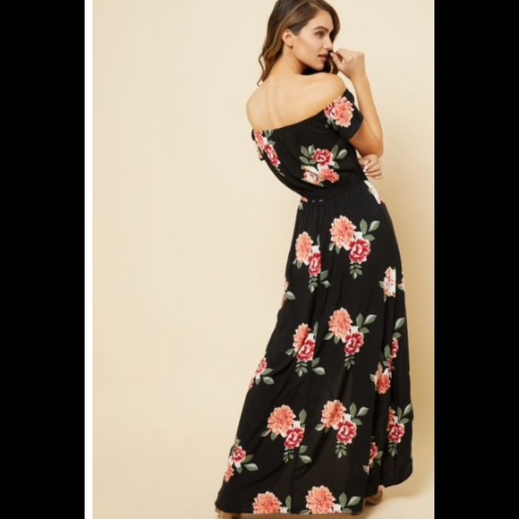 New Look Dresses & Skirts - NEW LOOK red floral romper dress off shoulder !